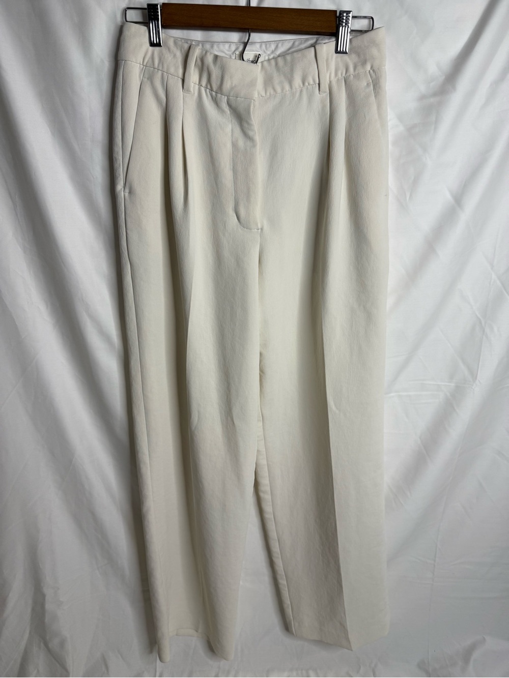 Aritzia Ivory Pleated High-Waist Trousers